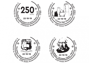250th anniversary University of Malta: Gozo and Malta hand stamp