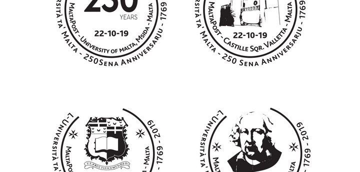 250th anniversary University of Malta: Gozo and Malta hand stamp