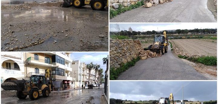 Clear-up of damage caused by the storm taking place around Gozo
