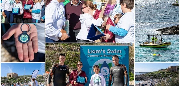 Liam Daly completes Comino-Hondoq swim raising awareness to help our seas