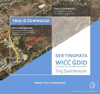 Triq Sant’ Antnin, Ghajnsielem to open temporarily as from Thursday