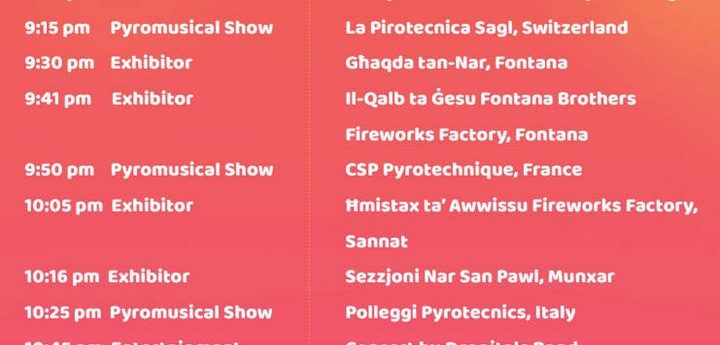 Opening night of Malta International Fireworks Festival in Xaghra tomorrow