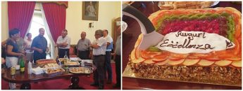 Gozo Bishop Anton Teuma is welcomed on his first day at the Bishop’s Curia