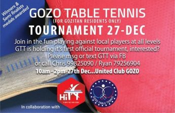 Gozo Table Tennis tournament taking place this coming Sunday