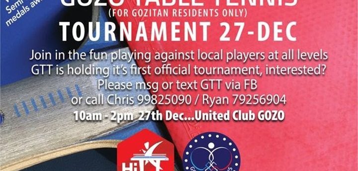Gozo Table Tennis tournament taking place this coming Sunday
