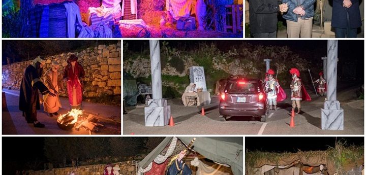 Gozo Minister and Bishop of Gozo visit Xaghra drive-thru Nativity
