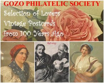 Vintage Lovers Cards for Valentine’s on display at Il-Hagar in Gozo