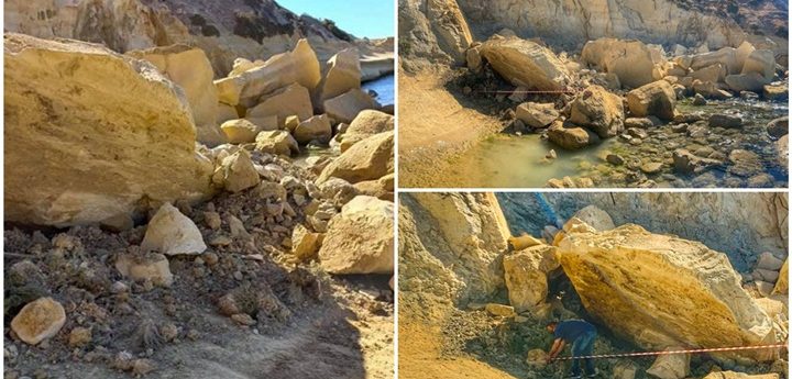 Large boulder falls at Xatt l-Ahmar closing access to Tal-Inglizi area