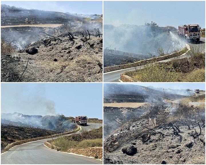 Fire on land near Xwejni Bay, Gozo causes damage to large area