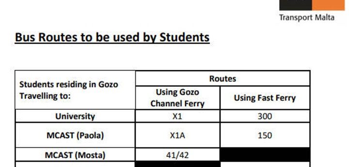 Direct bus route for Gozitan students from fast ferry to educational institutions