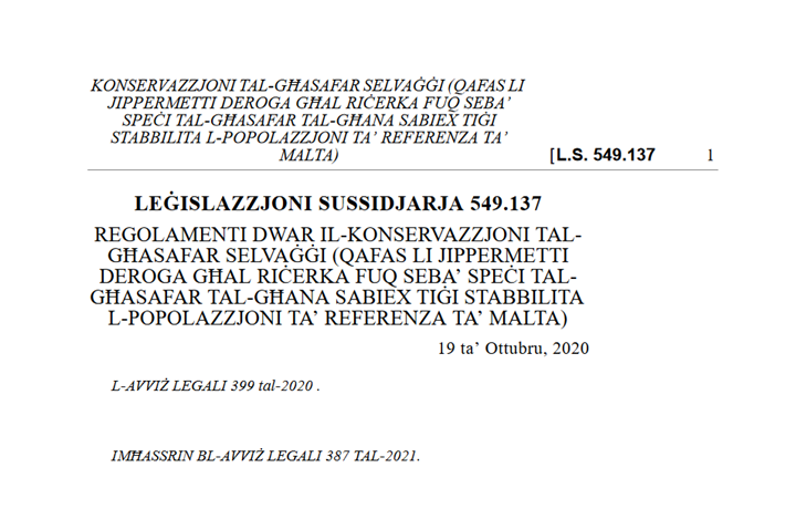 Framework Law allowing finch trapping repealed - BirdLife Malta
