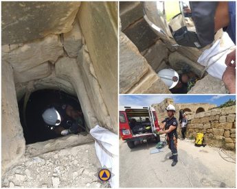 Cat rescued from Xewkija well by members of CPD Gozo