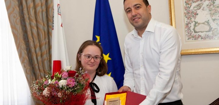 Special Olympics gold medal winner Maria Pia Saliba visits Gozo Minister