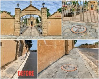 Ghajnsielem Cemetery upgrade with new pavement and mosaic work