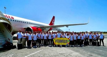 Team Gozo athletes arriving in Guernsey for the Island Games