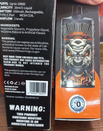 Warning: Do not use Vapsolo King disposable electronic cigarette