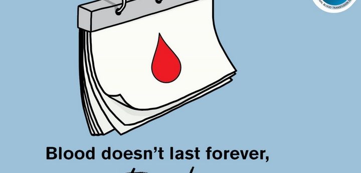 Blood doesn’t last forever – just 42 days, so please donate on Sunday