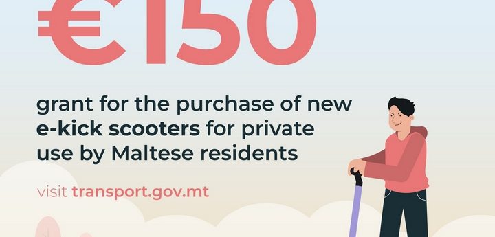 €150 grant for purchase of new e-kick scooters for private use