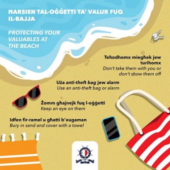 Police advice on protecting valuables while at the beach