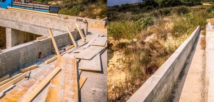 Construction begins on wall along road down to Ramla Bay