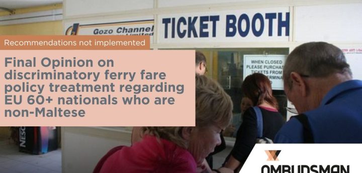 Ombudsman’s recommendations not implemented on discriminatory ferry fare policy