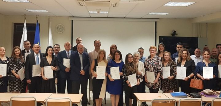 Certificates presented to CLAS students at the Gozo Campus