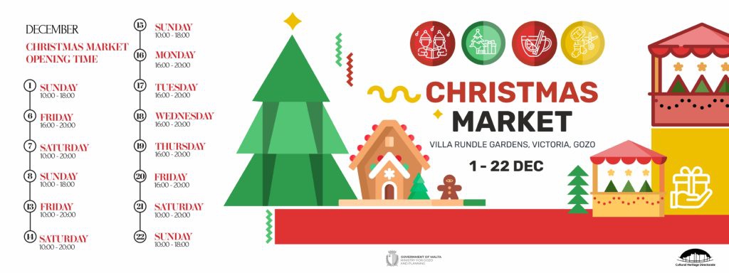 Villa Rundle Gardens illuminated for Christmas and with Christmas market