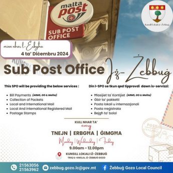 Zebbug Local Council offering service of a sub-post office