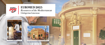 Banca Giuratale in Victoria features on MaltaPost Euromed stamp