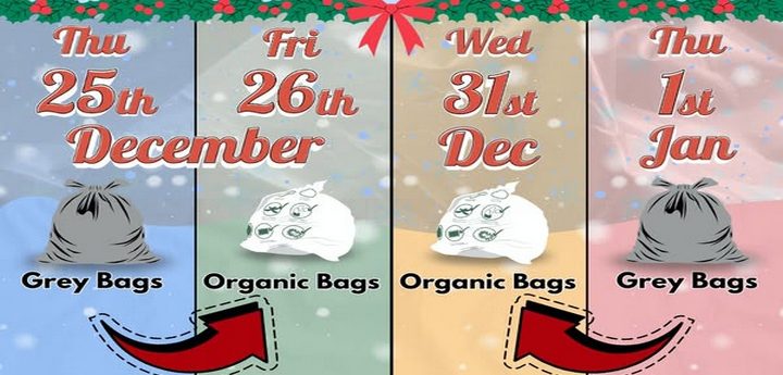 Waste collection schedule changes during the festive season