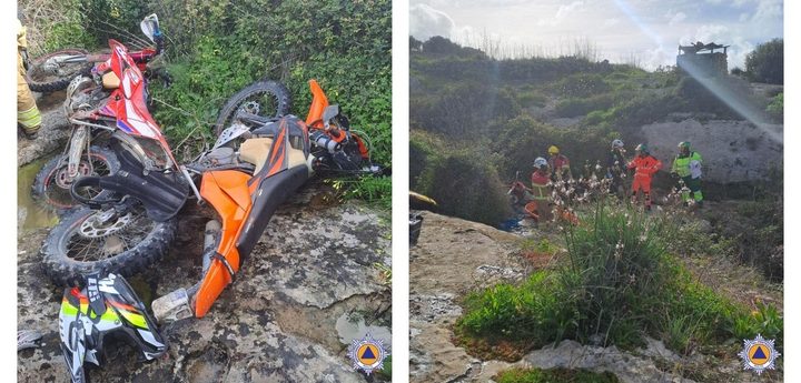 CPD rescue motorcyclist after falling six metres in Xewkija
