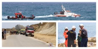 CPD, AFM, joint rescue operation of 5 divers off Qbajjar, Gozo