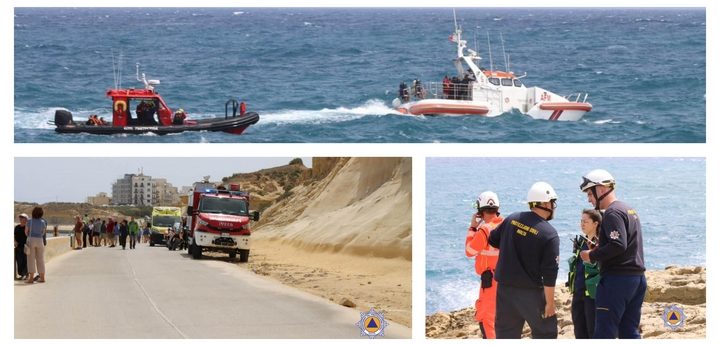 CPD, AFM, joint rescue operation of 5 divers off Qbajjar, Gozo
