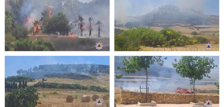 Civil Protection tackle large grass fire in Gelmus area of Victoria