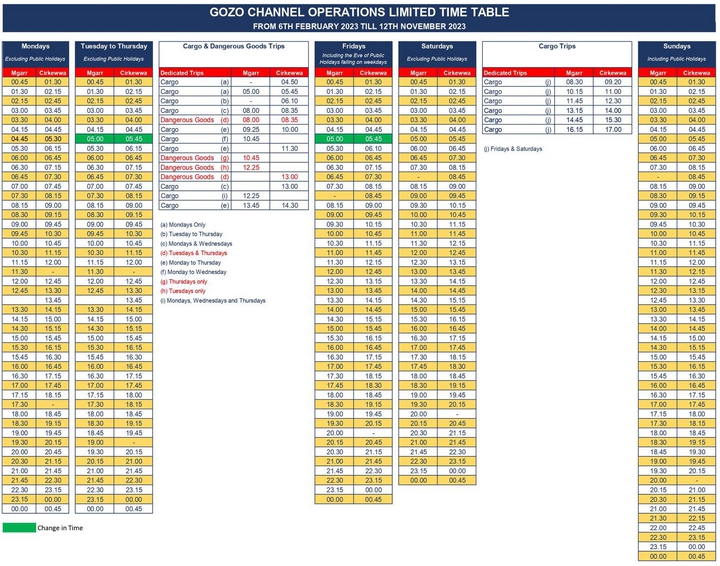 Gozo Ferry Timetable Extension October 2023